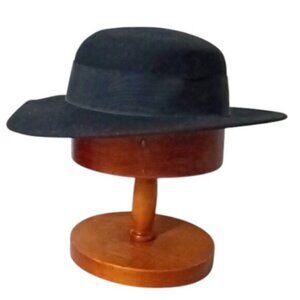 Vintage Bollman Hat Co. Ladies Black Classic Fedora 100% Wool Doeskin Felt